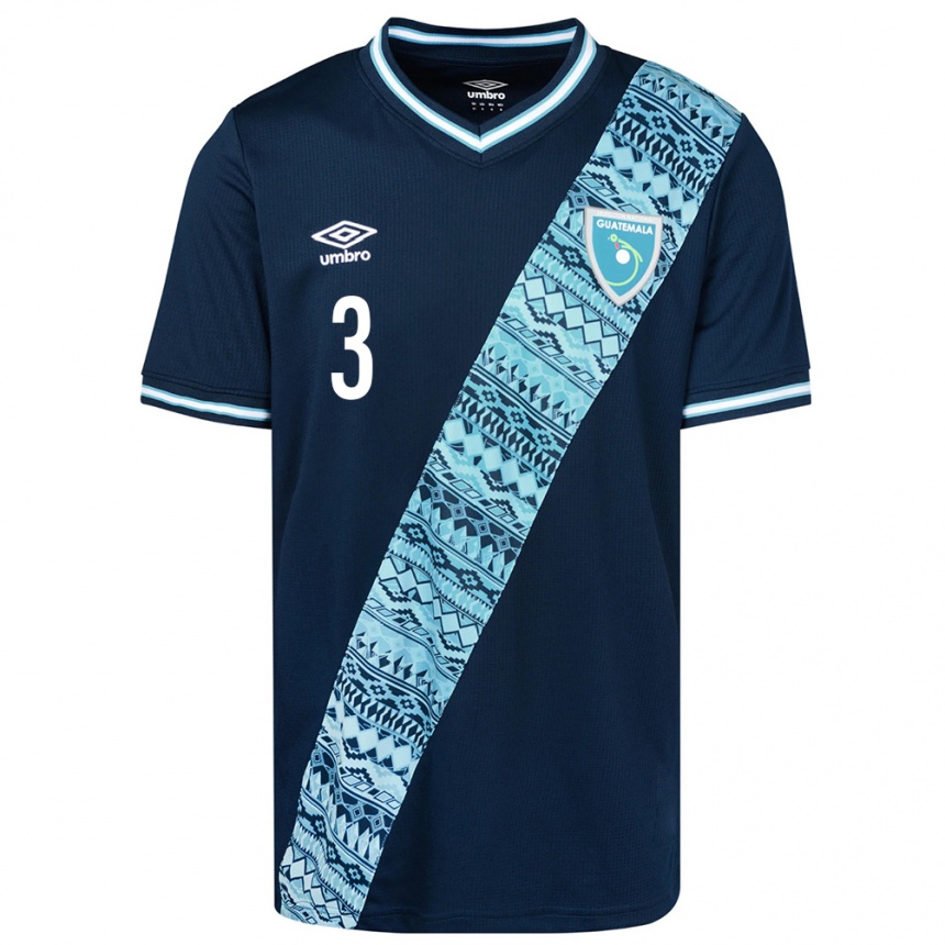 Niño Fútbol Camiseta Guatemala Gabriel Cabrera #3 Azul 2ª Equipación 24-26