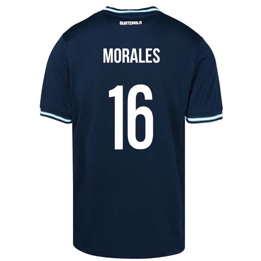 Niño Fútbol Camiseta Guatemala José Morales #16 Azul 2ª Equipación 24-26