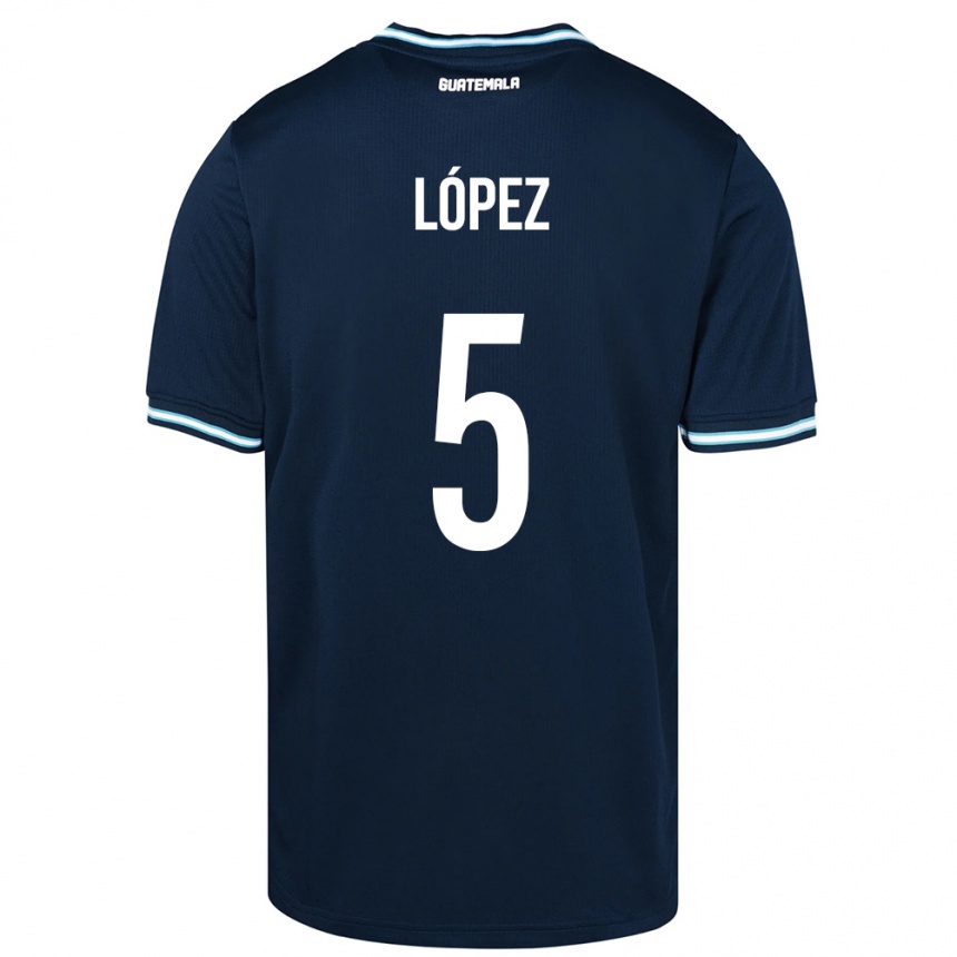 Niño Fútbol Camiseta Guatemala Jeffery López #5 Azul 2ª Equipación 24-26