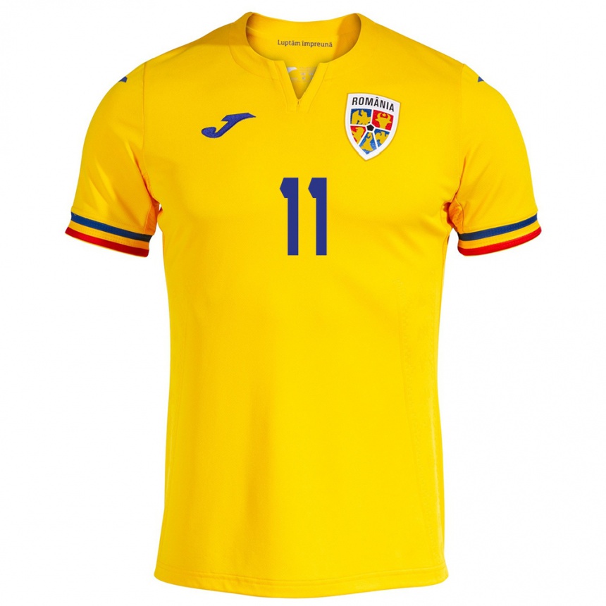 Hombre Fútbol Camiseta Rumania Nicuşor Bancu #11 Amarillo 1ª Equipación 24-26