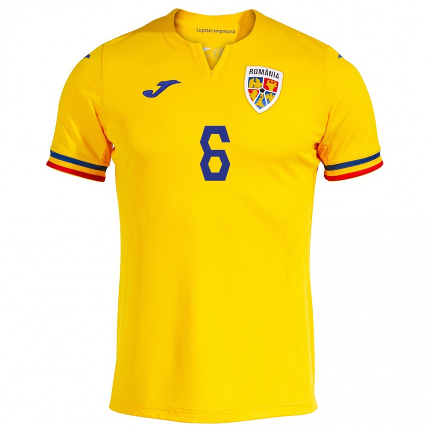 Hombre Fútbol Camiseta Rumania Marius Marin #6 Amarillo 1ª Equipación 24-26