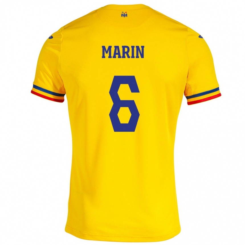 Hombre Fútbol Camiseta Rumania Marius Marin #6 Amarillo 1ª Equipación 24-26