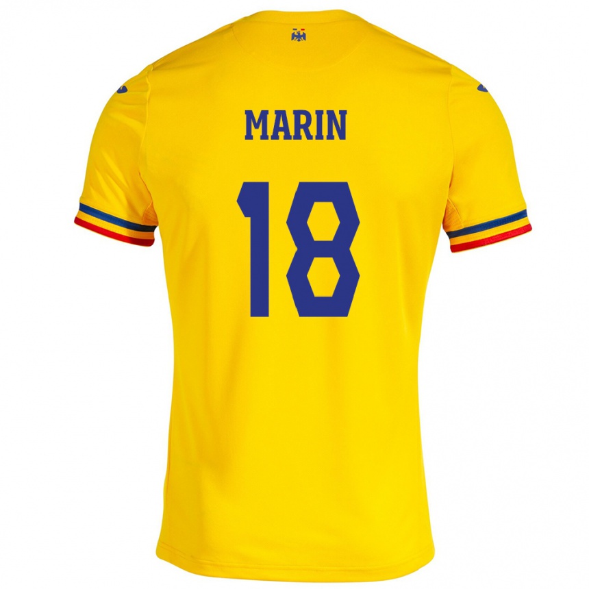 Hombre Fútbol Camiseta Rumania Răzvan Marin #18 Amarillo 1ª Equipación 24-26