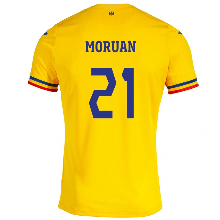 Hombre Fútbol Camiseta Rumania Olimpiu Moruţan #21 Amarillo 1ª Equipación 24-26