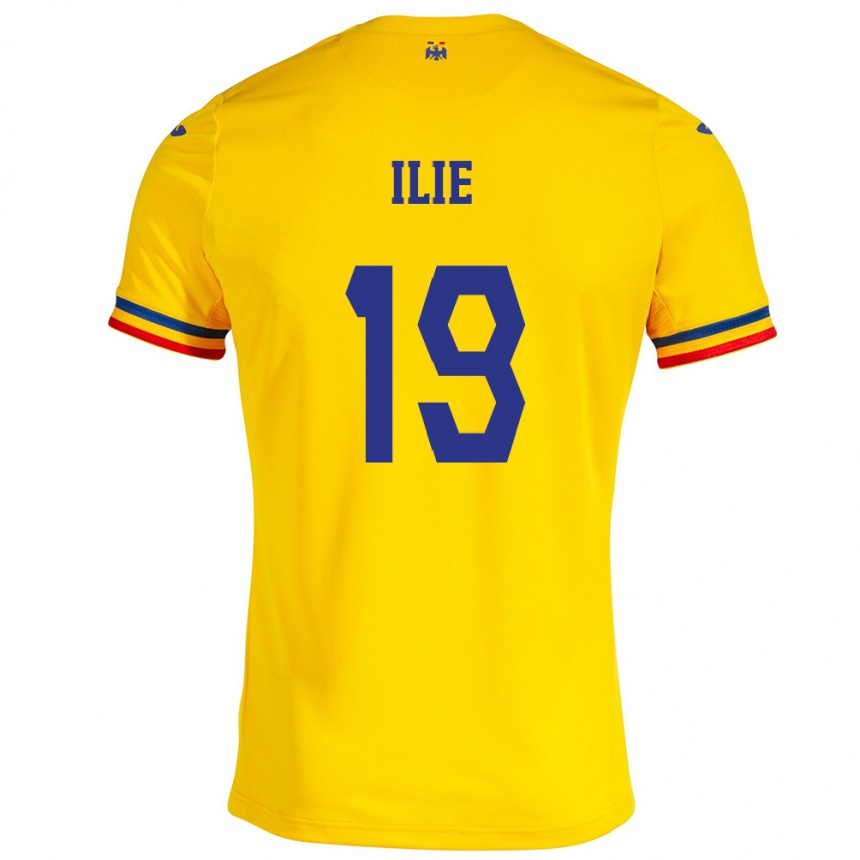 Hombre Fútbol Camiseta Rumania Rareș Ilie #19 Amarillo 1ª Equipación 24-26