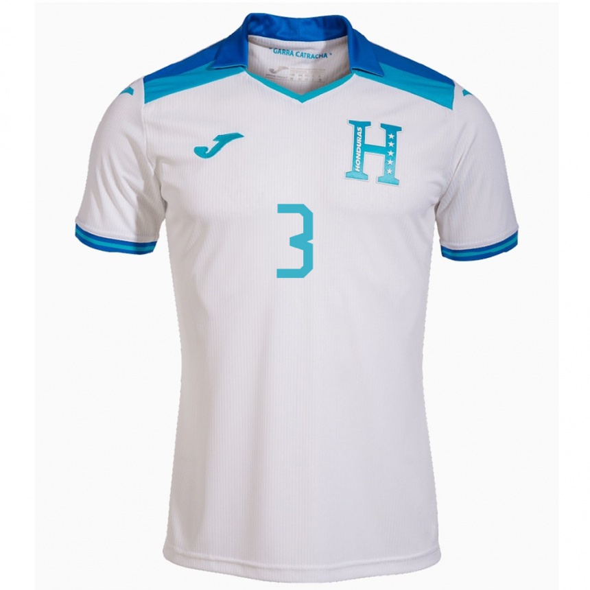 Hombre Fútbol Camiseta Honduras David Herrera #3 Blanco 1ª Equipación 24-26