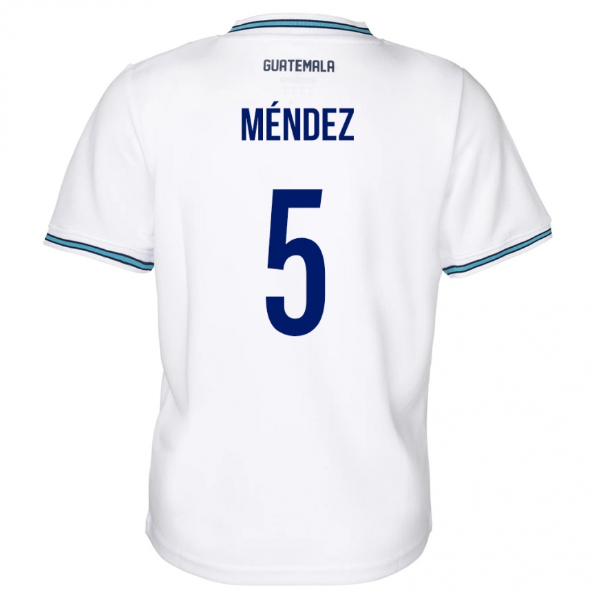 Hombre Fútbol Camiseta Guatemala Diego Méndez #5 Blanco 1ª Equipación 24-26