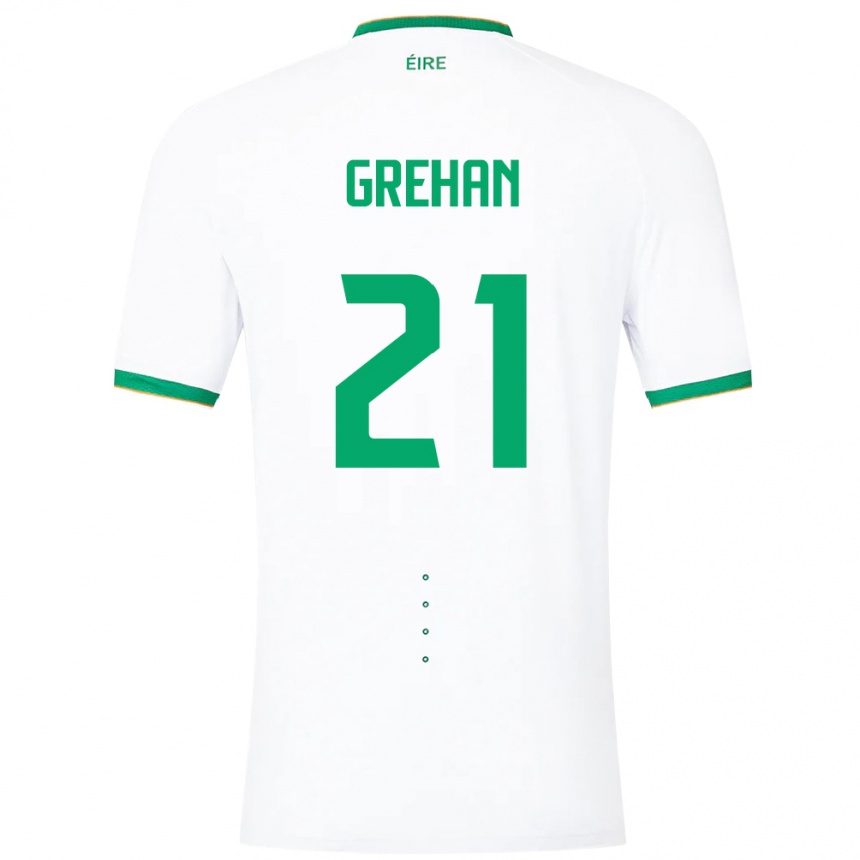 Hombre Fútbol Camiseta Irlanda Sean Grehan #21 Blanco 2ª Equipación 24-26