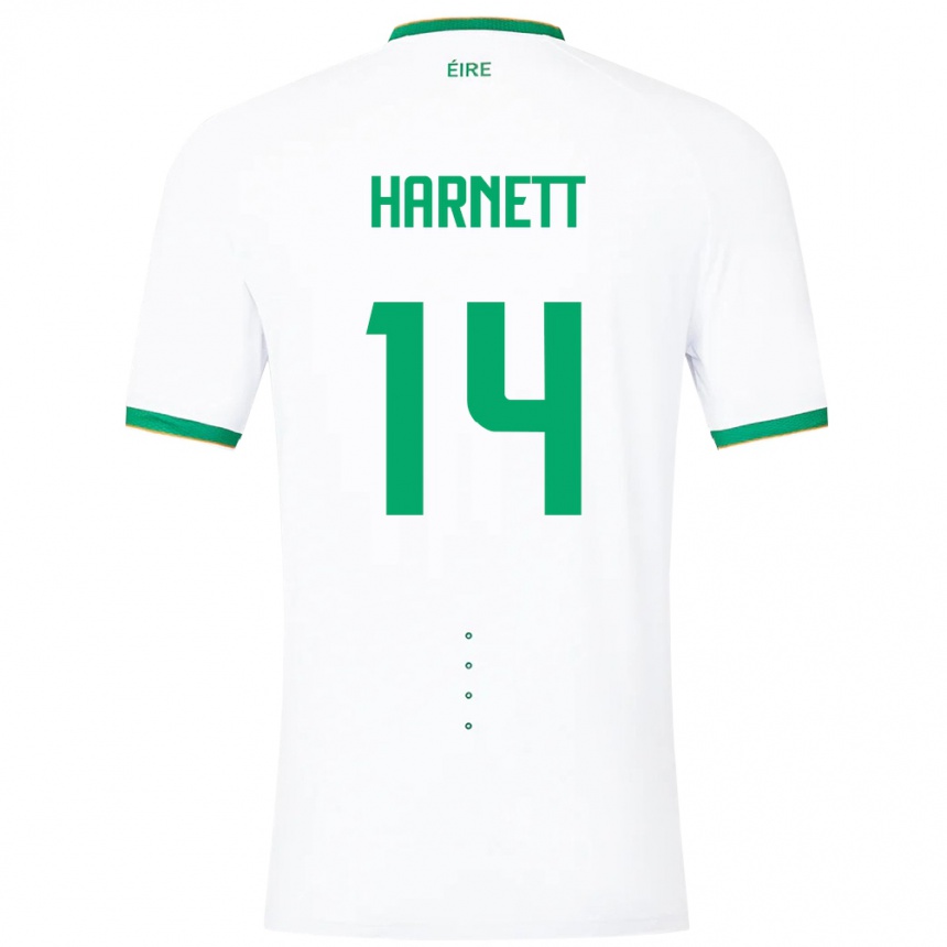 Hombre Fútbol Camiseta Irlanda Kaylem Harnett #14 Blanco 2ª Equipación 24-26