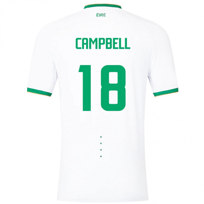 Hombre Fútbol Camiseta Irlanda Megan Campbell #18 Blanco 2ª Equipación 24-26
