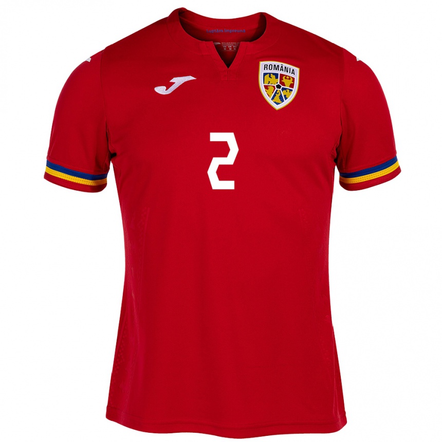 Hombre Fútbol Camiseta Rumania Andrei Rațiu #2 Rojo 2ª Equipación 24-26