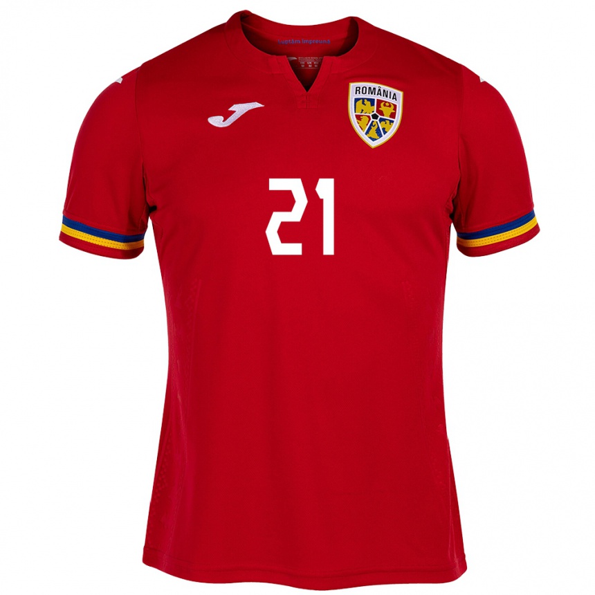 Hombre Fútbol Camiseta Rumania Cristian Mihai #21 Rojo 2ª Equipación 24-26