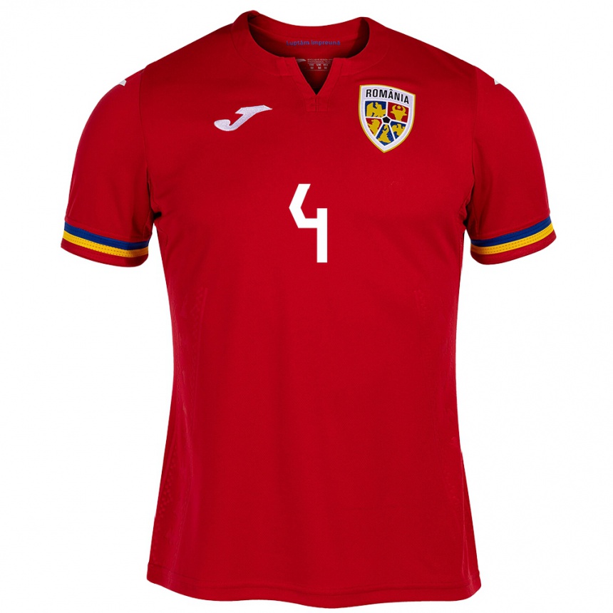 Hombre Fútbol Camiseta Rumania Costin Amzăr #4 Rojo 2ª Equipación 24-26