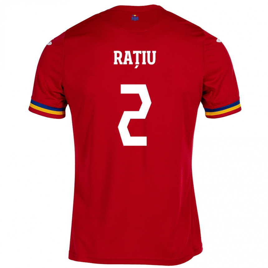 Hombre Fútbol Camiseta Rumania Andrei Rațiu #2 Rojo 2ª Equipación 24-26
