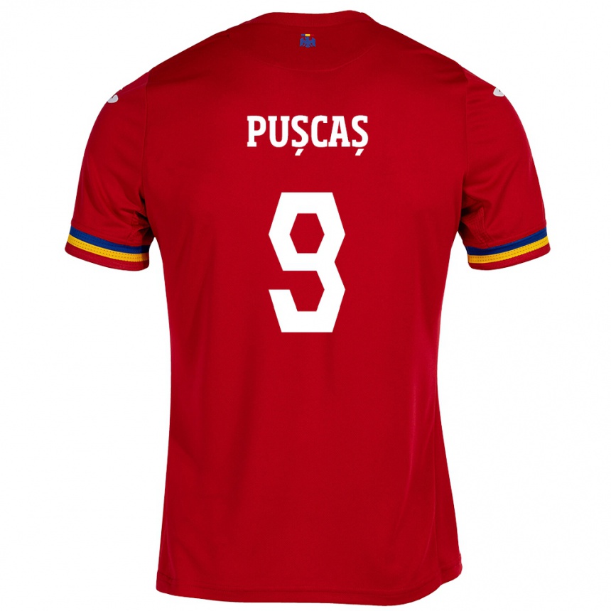 Hombre Fútbol Camiseta Rumania George Pușcaș #9 Rojo 2ª Equipación 24-26