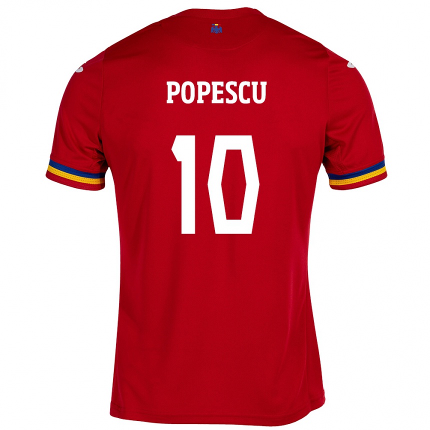Hombre Fútbol Camiseta Rumania Octavian Popescu #10 Rojo 2ª Equipación 24-26
