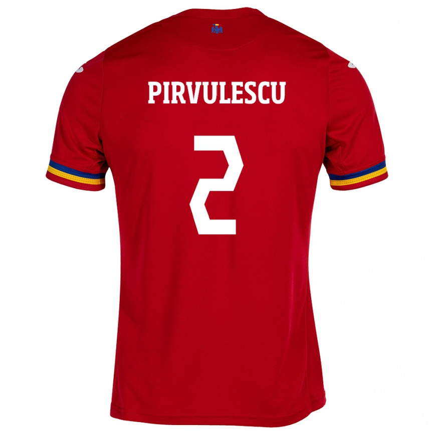 Hombre Fútbol Camiseta Rumania Sergiu Pîrvulescu #2 Rojo 2ª Equipación 24-26