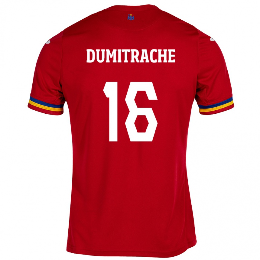 Hombre Fútbol Camiseta Rumania Valentin Dumitrache #16 Rojo 2ª Equipación 24-26