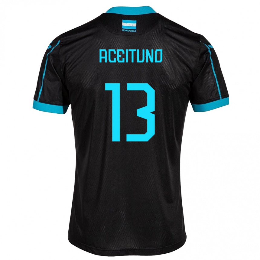 Hombre Fútbol Camiseta Honduras Marco Aceituno #13 Negro 2ª Equipación 24-26