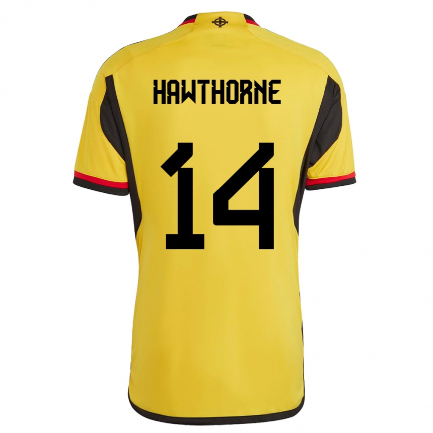 Hombre Fútbol Camiseta Irlanda Del Norte Keevan Hawthorne #14 Blanco 2ª Equipación 24-26