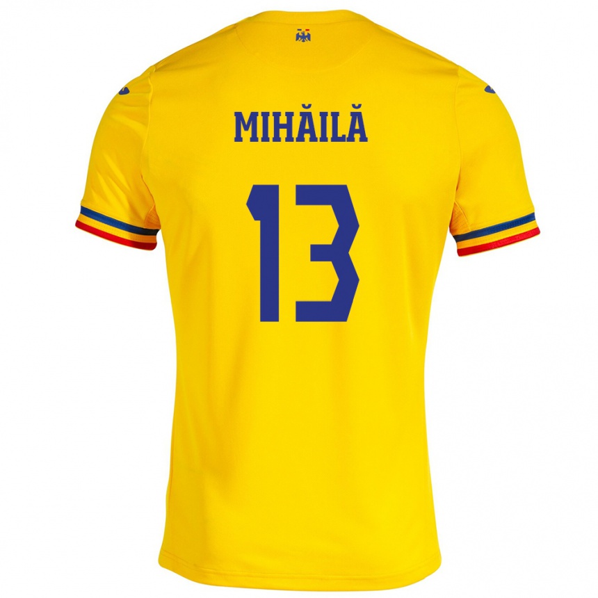 Mujer Fútbol Camiseta Rumania Valentin Mihăilă #13 Amarillo 1ª Equipación 24-26