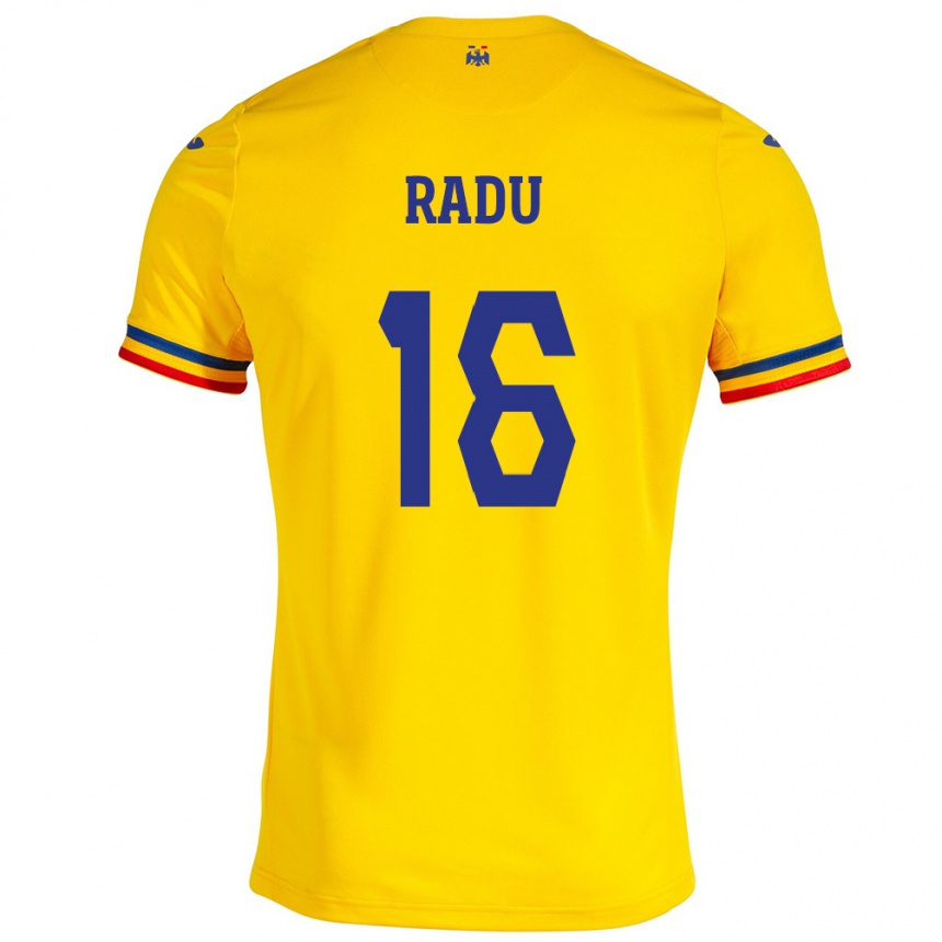 Mujer Fútbol Camiseta Rumania Andrei Radu #16 Amarillo 1ª Equipación 24-26