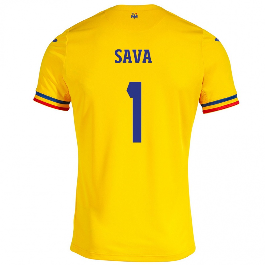 Mujer Fútbol Camiseta Rumania Răzvan Sava #1 Amarillo 1ª Equipación 24-26