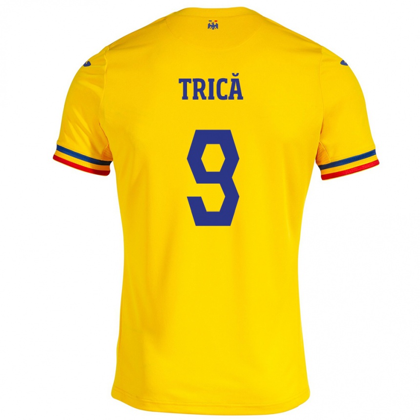 Mujer Fútbol Camiseta Rumania Atanas Trică #9 Amarillo 1ª Equipación 24-26