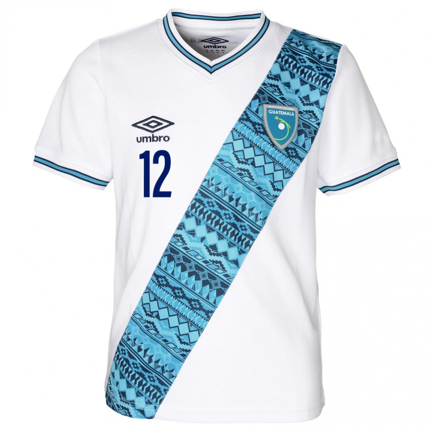 Mujer Fútbol Camiseta Guatemala John Lutin #12 Blanco 1ª Equipación 24-26
