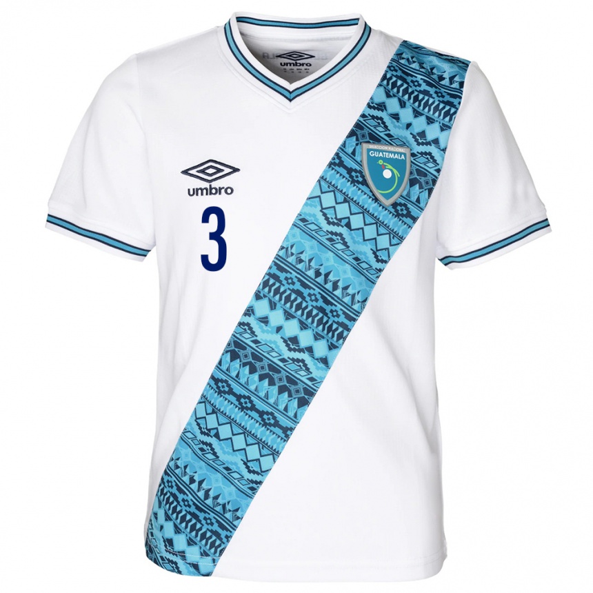 Mujer Fútbol Camiseta Guatemala Gabriel Cabrera #3 Blanco 1ª Equipación 24-26