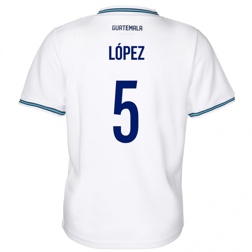 Mujer Fútbol Camiseta Guatemala Jeffery López #5 Blanco 1ª Equipación 24-26