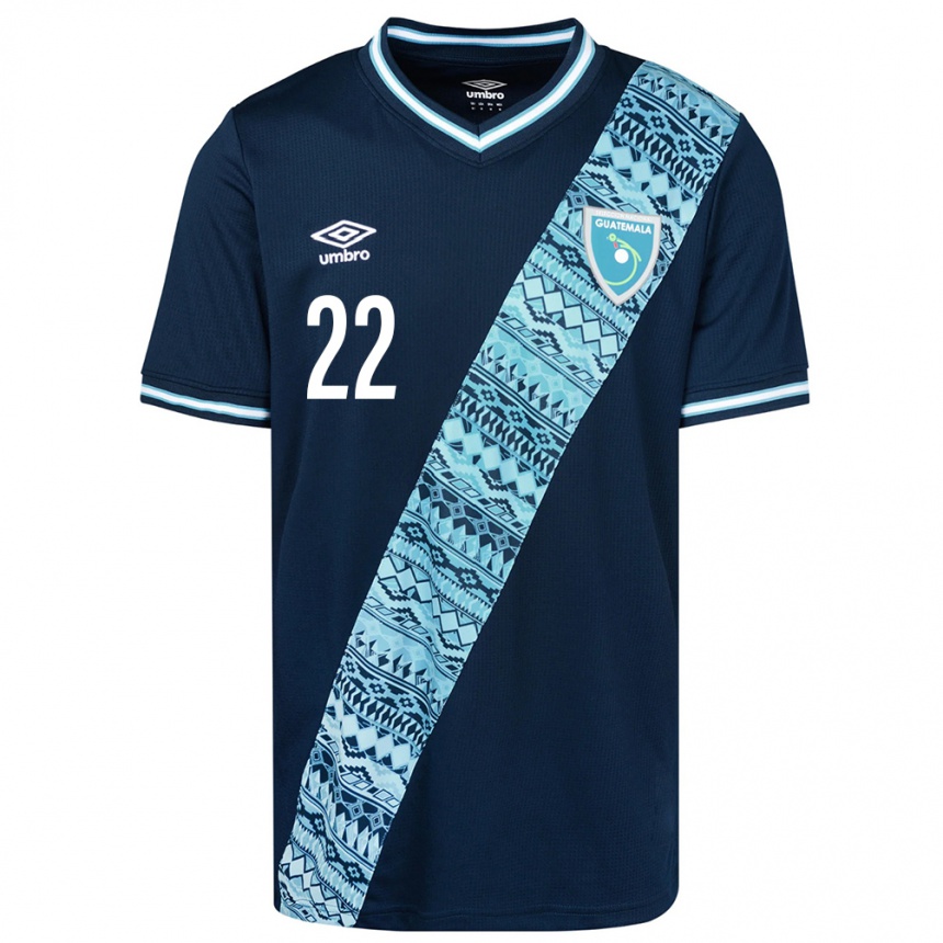 Mujer Fútbol Camiseta Guatemala Whitney López #22 Azul 2ª Equipación 24-26