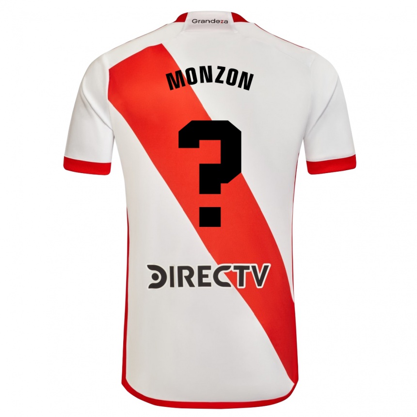Niño Fútbol Camiseta Lucas Monzón #0 Blanco Rojo 1ª Equipación 2023/24