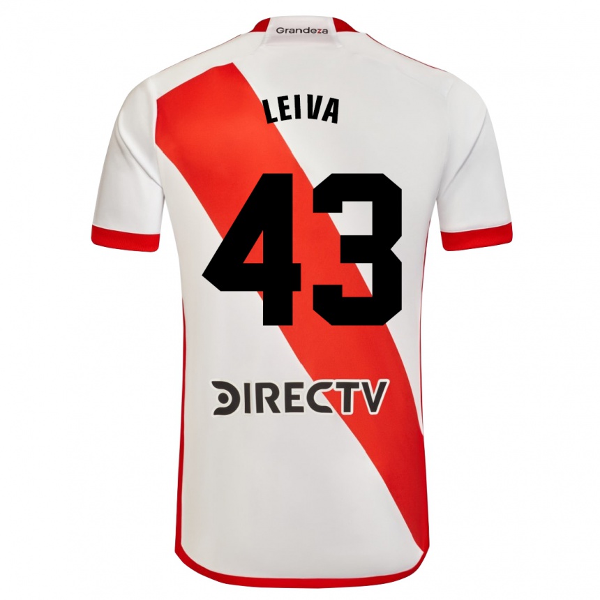 Niño Fútbol Camiseta Tobías Leiva #43 Blanco Rojo 1ª Equipación 2023/24