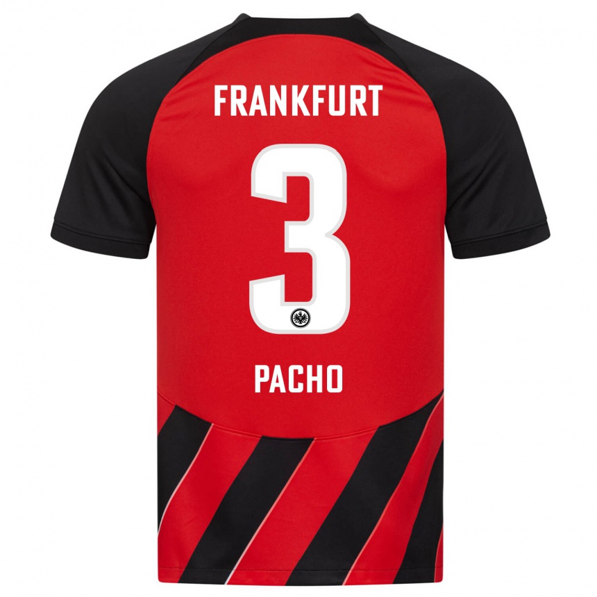 Niño Fútbol Camiseta Willian Pacho #3 Negro Rojo 1ª Equipación 2023/24