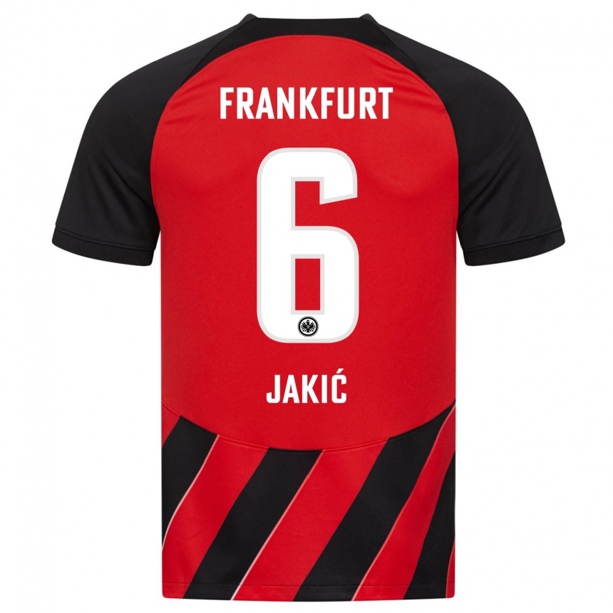 Niño Fútbol Camiseta Kristijan Jakic #6 Negro Rojo 1ª Equipación 2023/24