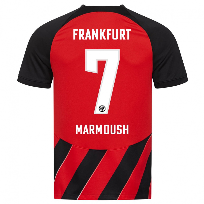 Niño Fútbol Camiseta Omar Marmoush #7 Negro Rojo 1ª Equipación 2023/24