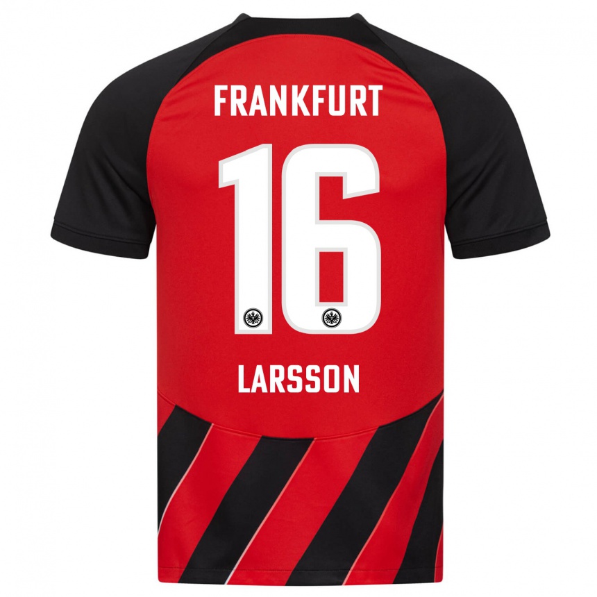 Niño Fútbol Camiseta Hugo Larsson #16 Negro Rojo 1ª Equipación 2023/24