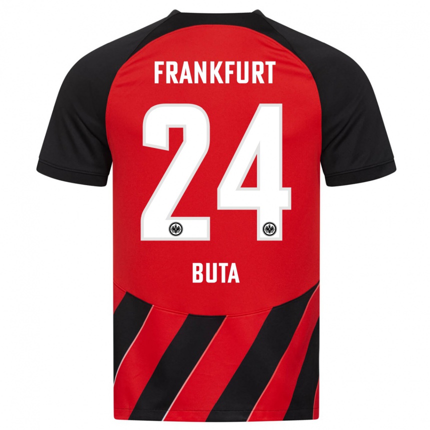 Niño Fútbol Camiseta Aurélio Buta #24 Negro Rojo 1ª Equipación 2023/24