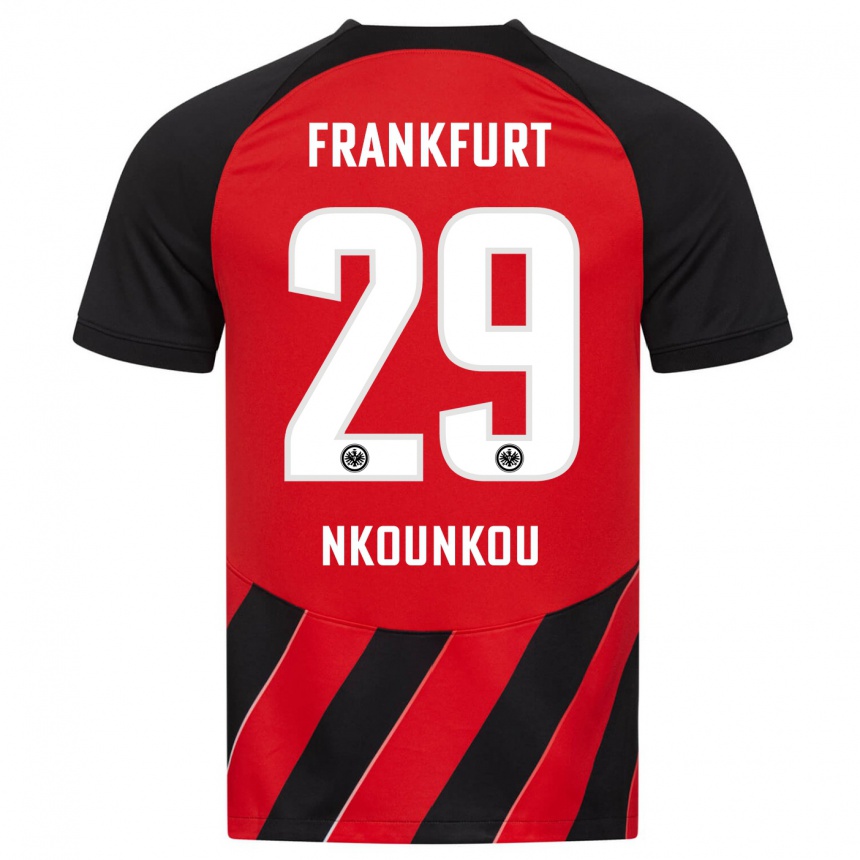 Niño Fútbol Camiseta Niels Nkounkou #29 Negro Rojo 1ª Equipación 2023/24