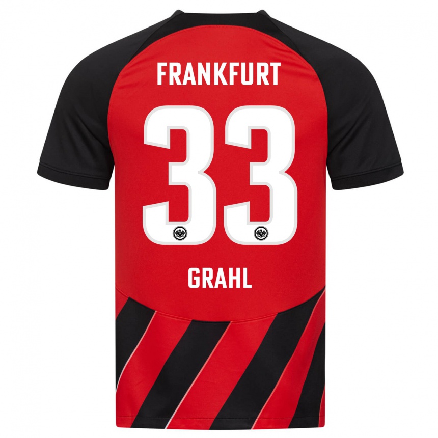 Niño Fútbol Camiseta Jens Grahl #33 Negro Rojo 1ª Equipación 2023/24