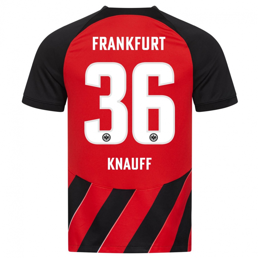 Niño Fútbol Camiseta Ansgar Knauff #36 Negro Rojo 1ª Equipación 2023/24