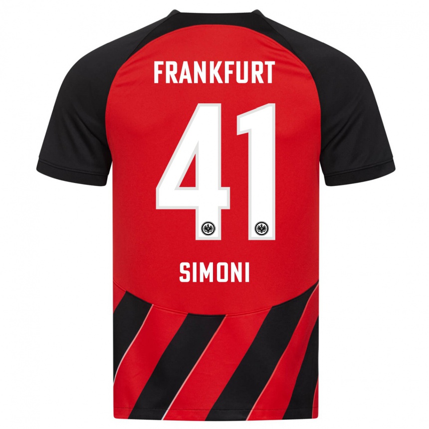 Niño Fútbol Camiseta Simon Simoni #41 Negro Rojo 1ª Equipación 2023/24