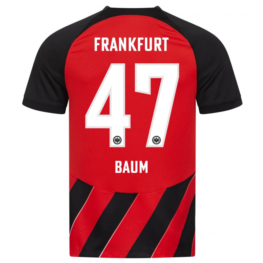 Niño Fútbol Camiseta Elias Baum #47 Negro Rojo 1ª Equipación 2023/24