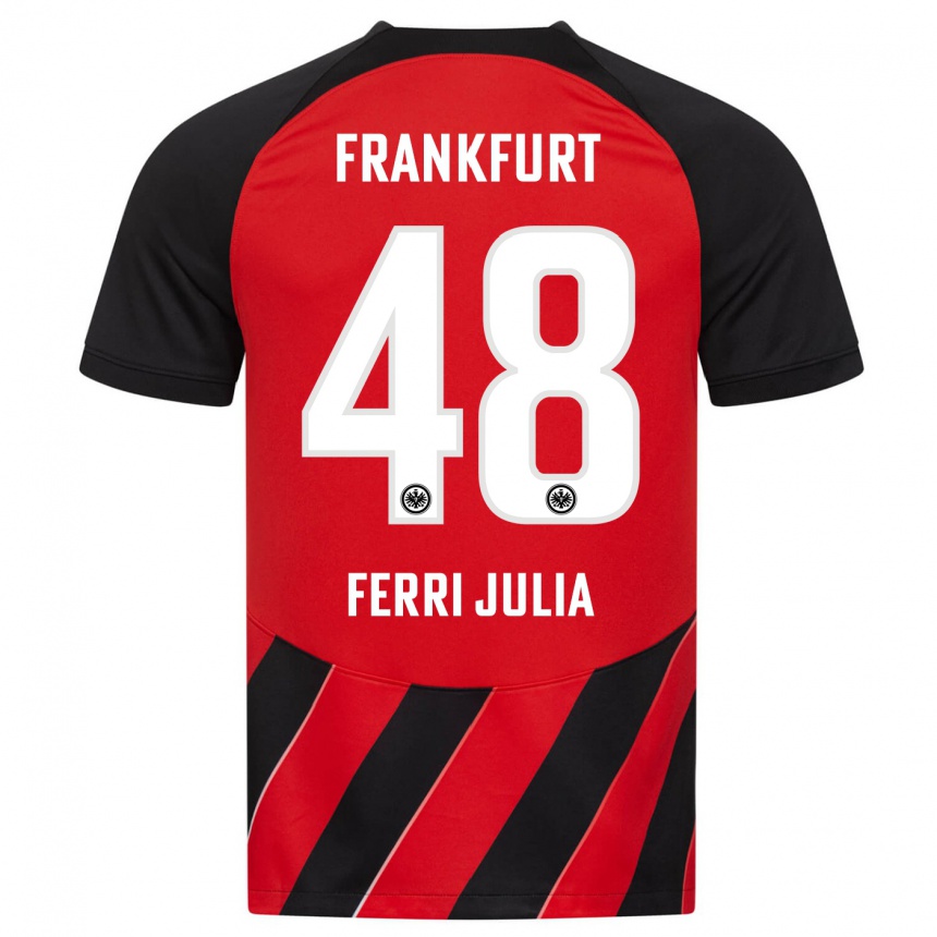 Niño Fútbol Camiseta Nacho Ferri #48 Negro Rojo 1ª Equipación 2023/24