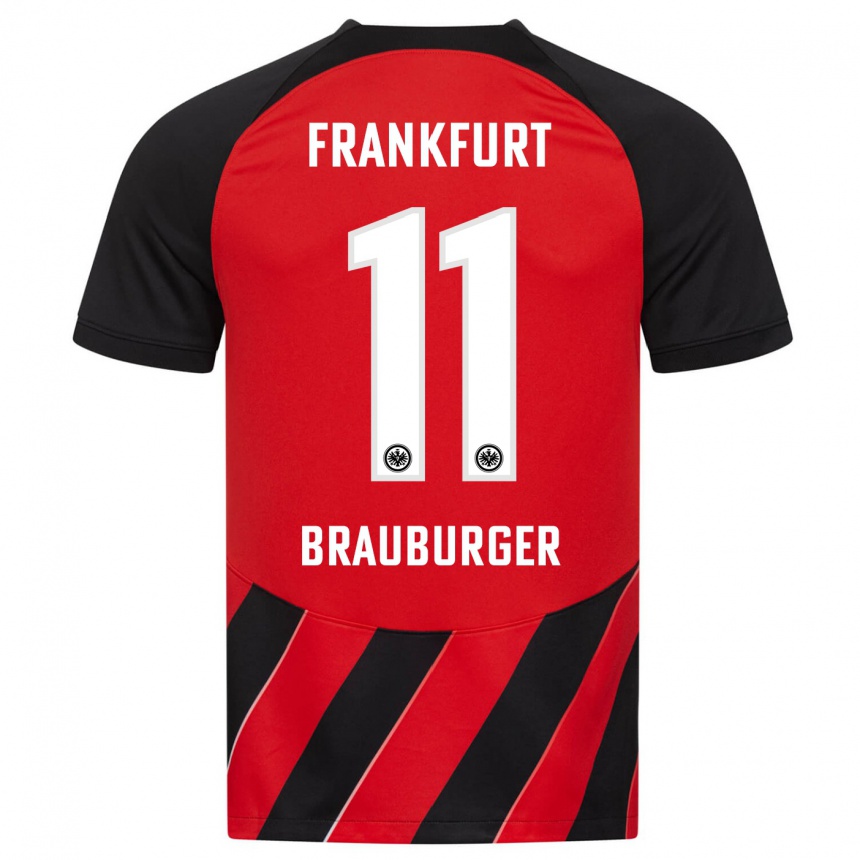 Niño Fútbol Camiseta Maximilian Brauburger #11 Negro Rojo 1ª Equipación 2023/24