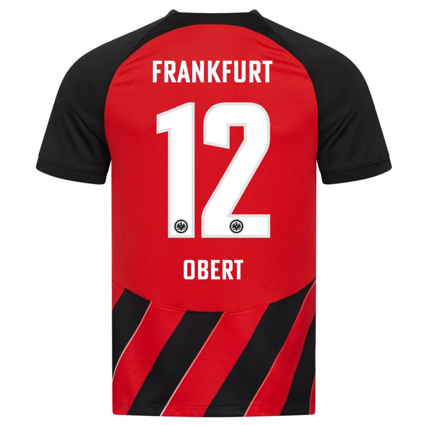 Niño Fútbol Camiseta Yuriy Obert #12 Negro Rojo 1ª Equipación 2023/24