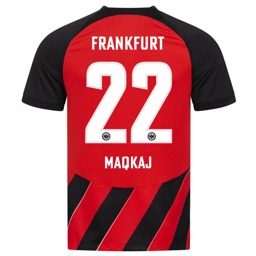 Niño Fútbol Camiseta Dritan Maqkaj #22 Negro Rojo 1ª Equipación 2023/24