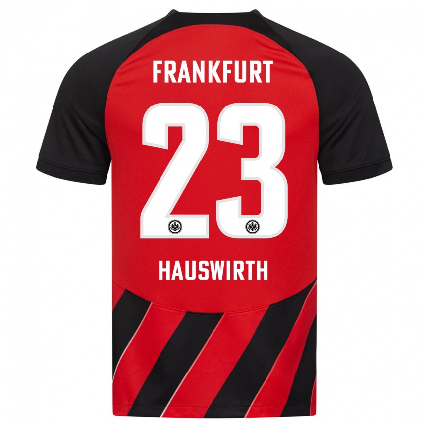 Niño Fútbol Camiseta Max Hauswirth #23 Negro Rojo 1ª Equipación 2023/24