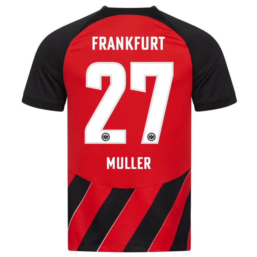 Niño Fútbol Camiseta Mark Müller #27 Negro Rojo 1ª Equipación 2023/24